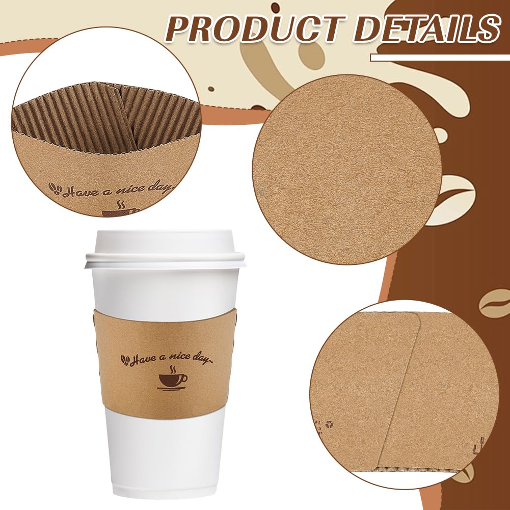 Confezione da 300 buste di carta per tazze da caffè per bevande calde ondulate come isolante per bevande e protezione per le mani calde e fredde adatte per bevande da 12 oz 16 oz