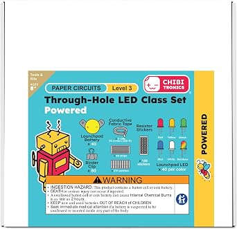 Chibitronics Through-Hole LED Class Set (Power Included!) | an Advanced (Level 3) Classroom Set for Forty (40) Students