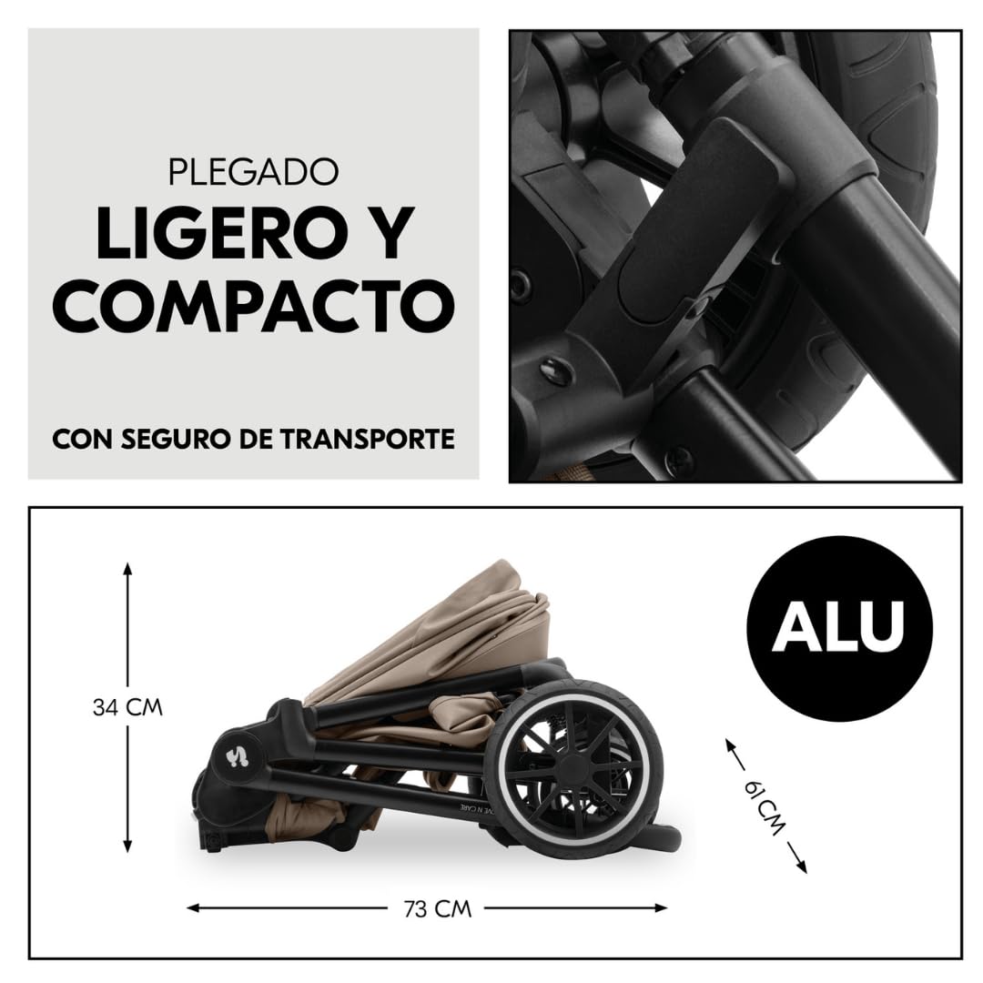 hauck Move N Care Carrito Bebé 3 en 1 con Silla de Coche Drive N Care - Capazo y Asiento Reversible – Cochecito para Recién Nacidos hasta 22 kg - Suspensión – Moca