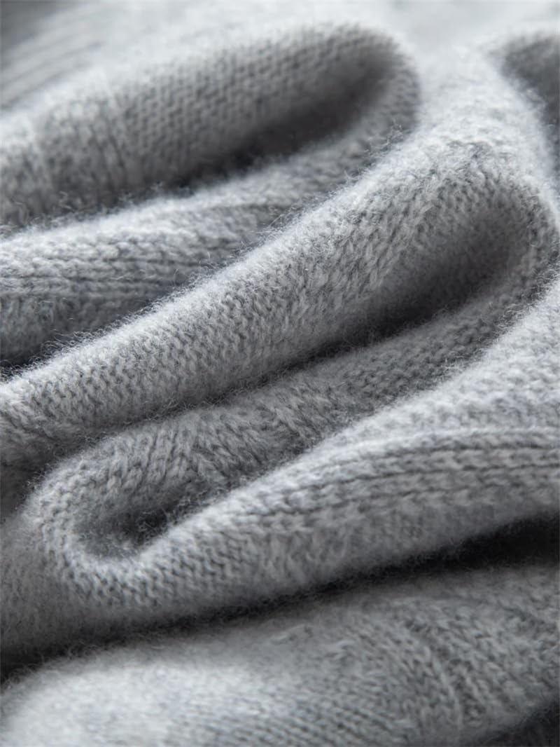 Dninmim Męski sweter kaszmirowy z okrągłym dekoltem, zimowy, pogrubiony, ciepły, miękki dżersej, Hombre