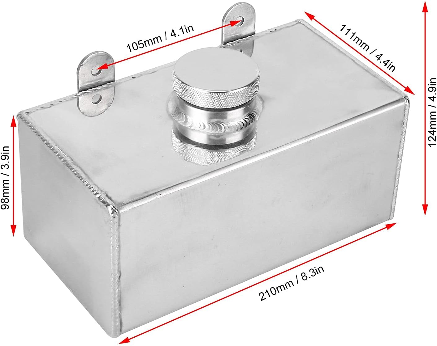 2L Windscreen Washer Bottle, Universal Intercooler Spray Tank TIG Welded Polished Aluminium Washer Fluid Reservoir for Car Windshield Cleaning