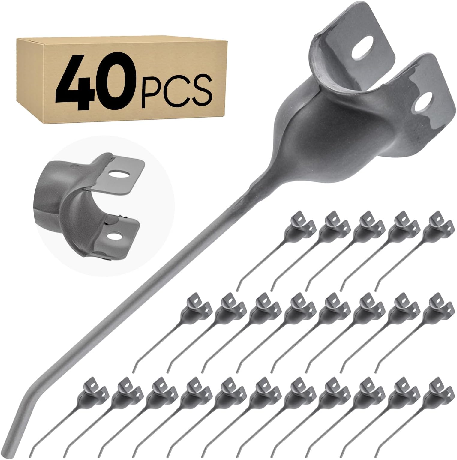 40-Pack Hay Rake Teeth 187, Replacement Hay Rake Tines, Rubber Mounted Tedder Baler Teeth Tines, Farm Handling Parts, Fits John Deere 70 71 640 650 652 660 662 670 671 672 673 896A AE24953 AE47389