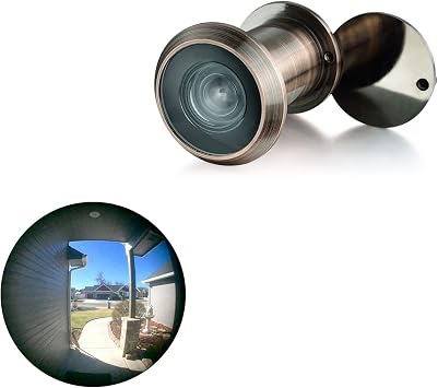 TOGU TG3522YG-AC Solid Brass UL Listed 220-degree Door Viewer with Heavy Duty Privacy Cover for 1-3/8" to 2-9/25" Doors, Antique Copper Finish