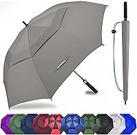 Vista 22 de Paraguas de golf extragrande de 62, 68 y 72 pulgadas, con doble dosel ventilado, resistente al viento, impermeable, de apertura automática