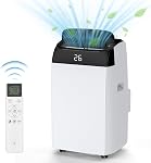 Climatiseur portable de 12000 BTU, 3-en-1 refroidissement, déshumidificateur et ventilateur pour des pièces jusqu'à 550 pi², mode silencieux (50-52dB), minuterie 24H, économe en énergie, corps blanc, kit de fenêtre pour la maison