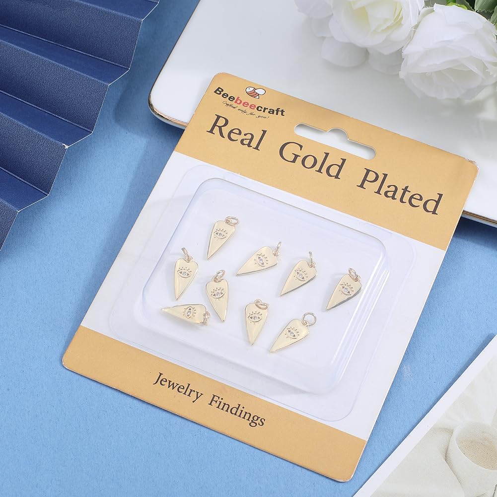 Beebeecraft 1 Box 10Pcs Evil Eye Heart Charms Real 18K Gold Plated Brass Cubic Zirconia Sacred Love Turkish Style Evil Eye for DIY Jewelry Making - Image 6