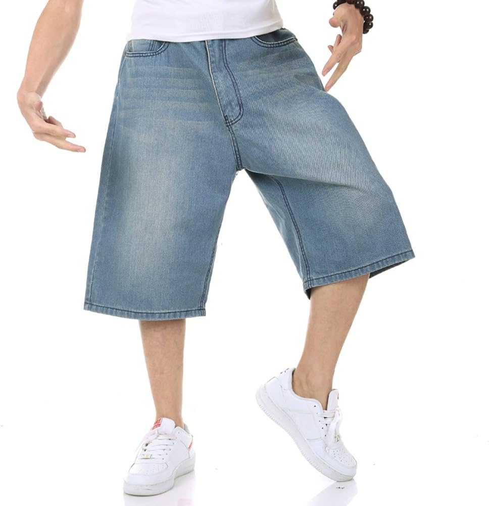 Men's Shorts Jeans Relaxed Fit Denim Shorts Baggy Simple Plain Blue Light Wash Plus Size 30W-46W 13L