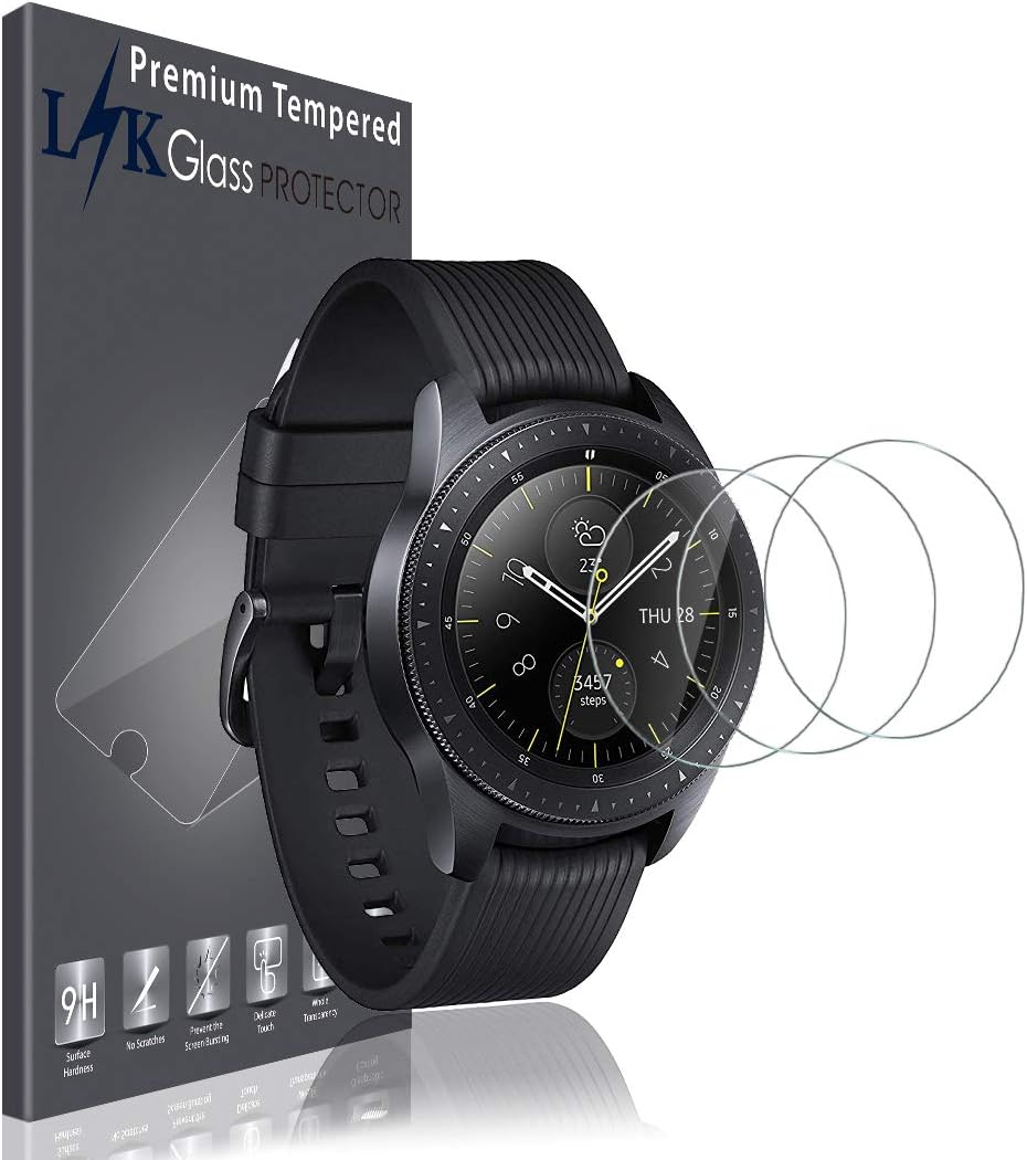 LK [3 Pack] Screen Protector for Samsung Galaxy Watch 42mm / Gear S2 / Gear Sport SmartWatch Tempered Glass [Anti-Fingerprint] HD Clear 9H Hardness