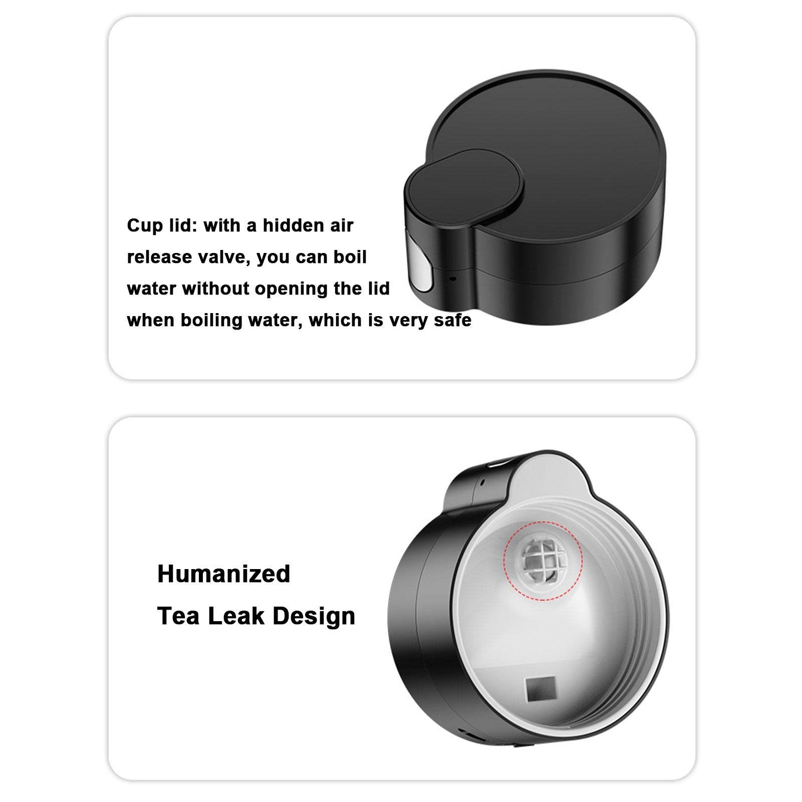 Taza de calefacción para coche, hervidor de té eléctrico de 450 ml | taza de té eléctrica, taza de café de viaje con control de temperatura inteligente, caldera portátil de acero inoxidable, taz