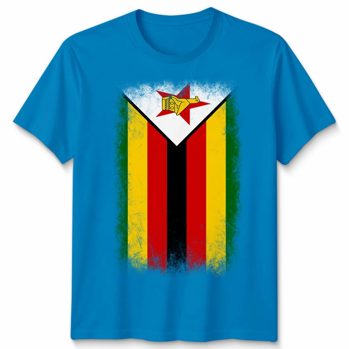 D&T Zimbabwe Faded Flag Unisex T Shirt Zimbabwean Football Jersey Gift Unisex 2XL Azure Blue — image 1