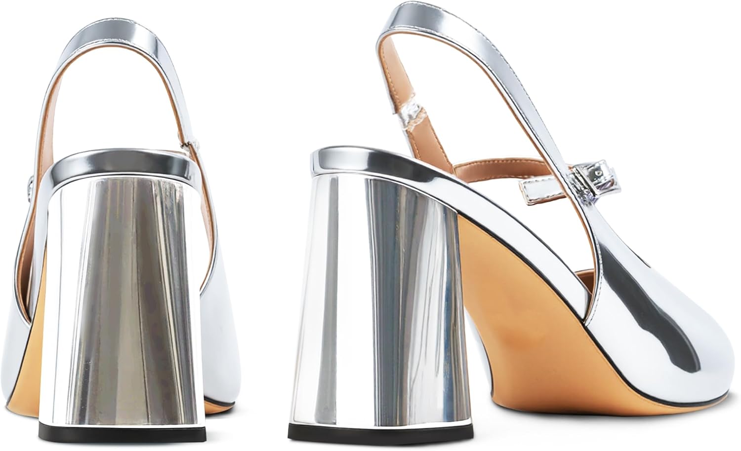 heelchic Women's Pumps Slingback Chunky Heels Closed Pointed Toe Comfortable Low Block Heel Slip-on Sandals Wedding Party Dress Shoes Work Pumps - Image 6