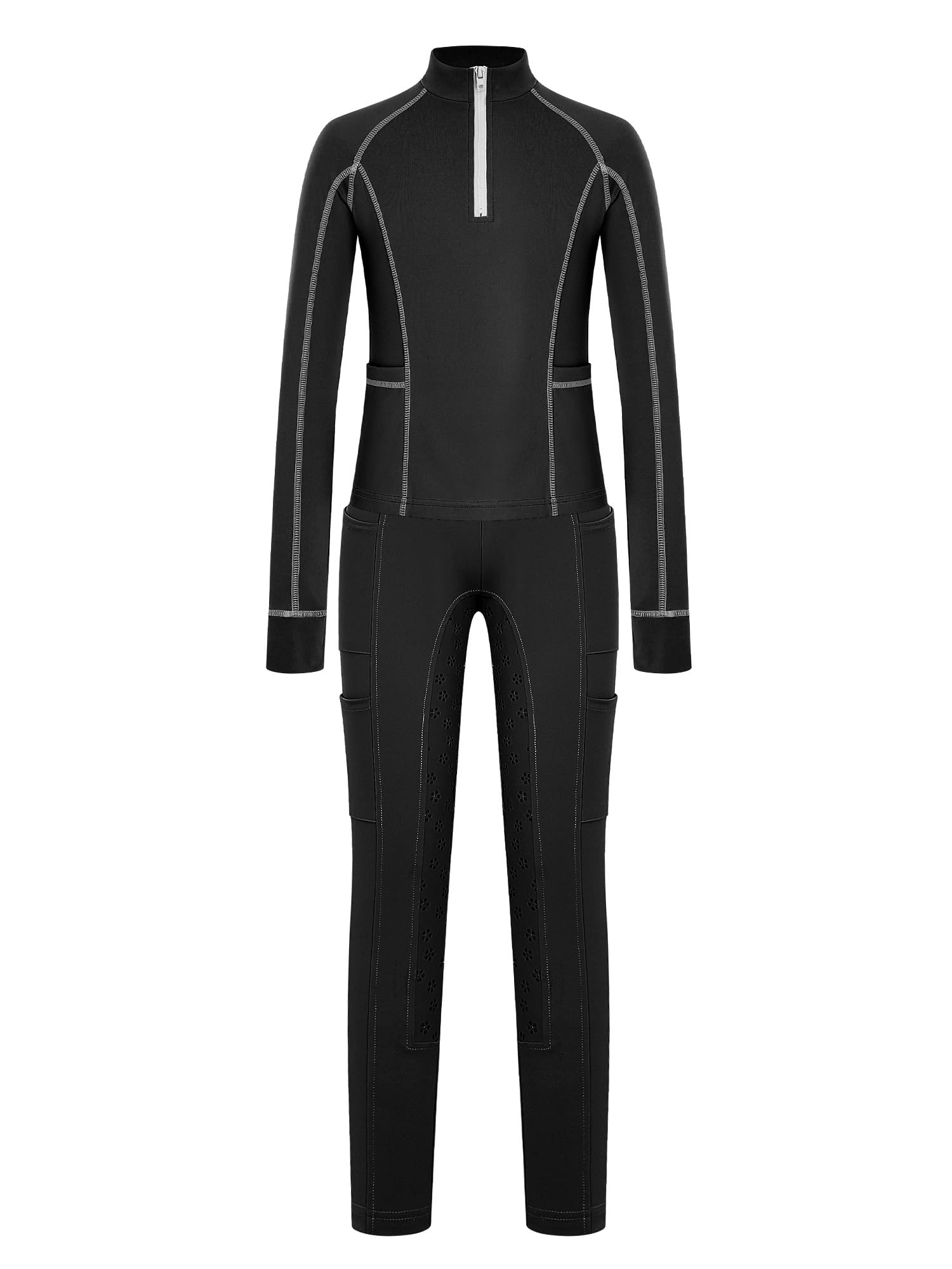 iiniim Completo Sportivo Bambina Completo Palestra Bambina Anni Leggings L'Equitazione Abbigliamento Equitazione Bambine Fitness Nero 7-8 anni