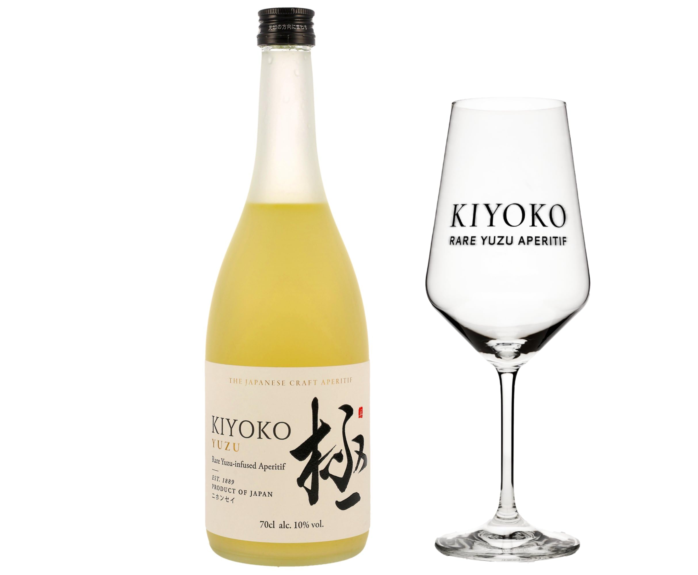 Kiyoko Yuzu Aperitif I Japanischer Reiswein mit Yuzu I 700 ml I 10% Vol. I Frisch & fruchtig mit Zitrusnoten I Leicht & erfrischend im Abgang (1x 0,7 + Kiyoko Spritzglas)
