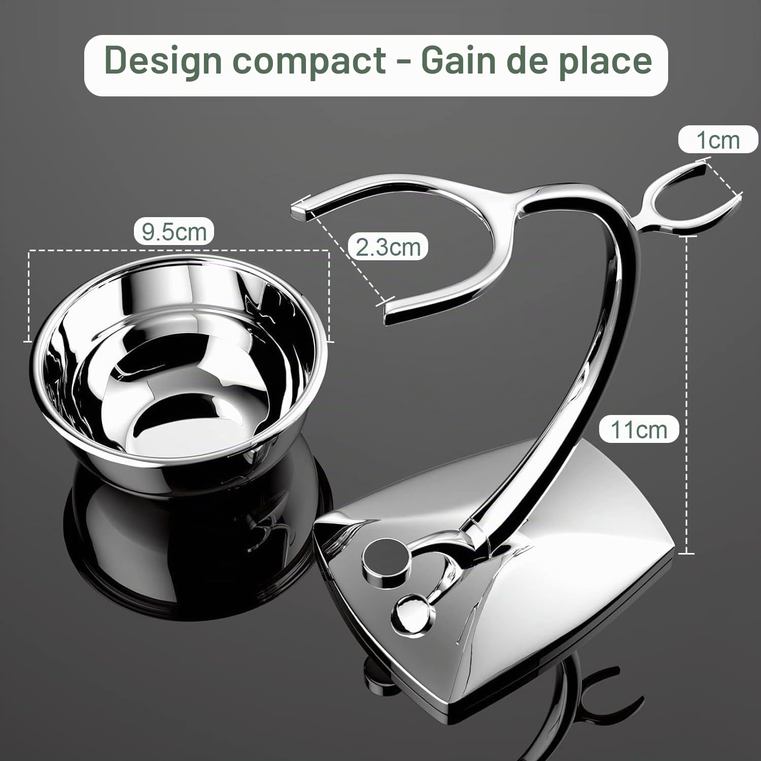 GRUTTI Kit rasage 3-en-1 homme: Bol inox magnétique + Support zinc chromé + Pinceau synthétique poil de blaireau | Hygiénique & Pratique | Ajoutez votre rasoir!