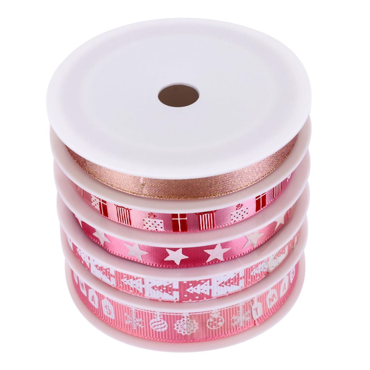 Lurrose Geschenkband Pink 15 Rollen Ornamentband Weihnachtsband Weihnachtsband Urlaubsband Diy Bastelband Weihnachten Drahtband Stoff Bastelbänder Dekoband Dekoband Stoff Rosa