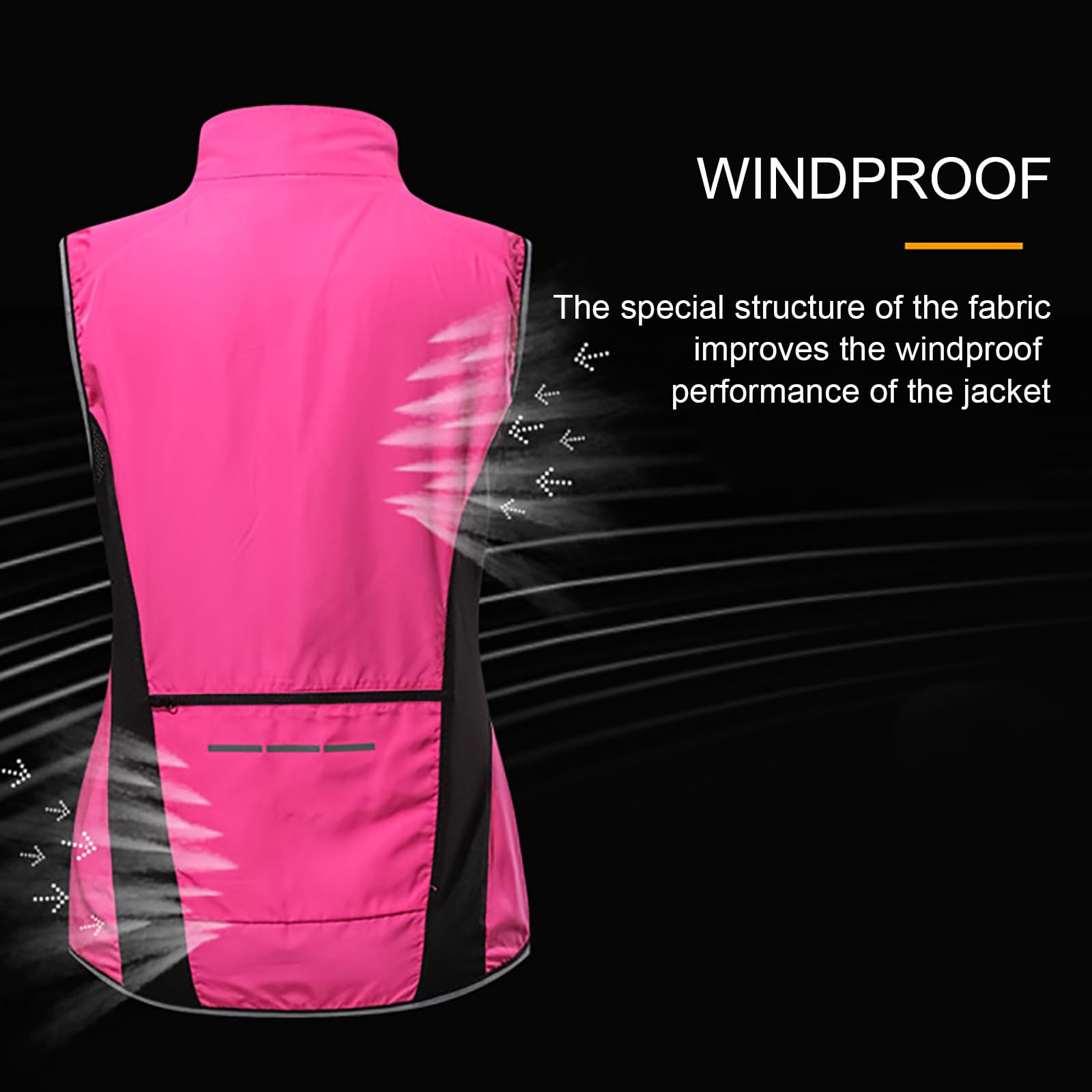 HARLSO Damen Fahrradweste, leicht, atmungsaktiv, reflektierend, ärmellos, winddicht, sonnendicht, für Laufen, MTB, Wandern, Fitnessstudio, Reiten,Pink-XXL