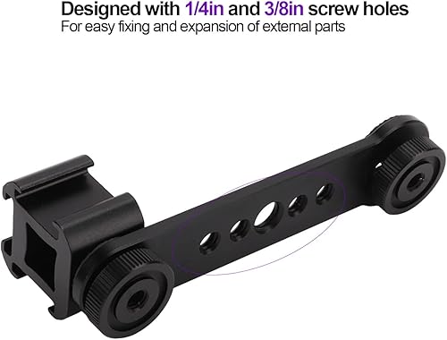 Miniatura 6 de Soporte triple de zapata fría, soporte de barra de extensión de luz de micrófono cardán, aleación de aluminio con orificios de tornillo de 14 y 38