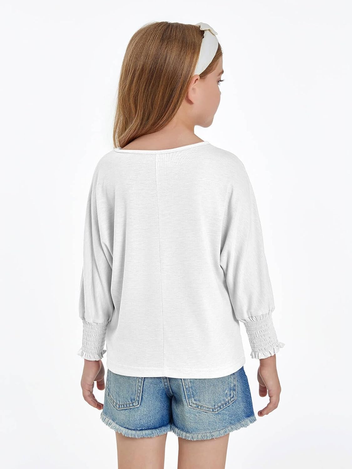 Haloumoning Girls' 3/4 Sleeve T Shirts Summer Cute Crewneck Basic Tees Ruffle Casual Blouse for 5-14Y - Image 5