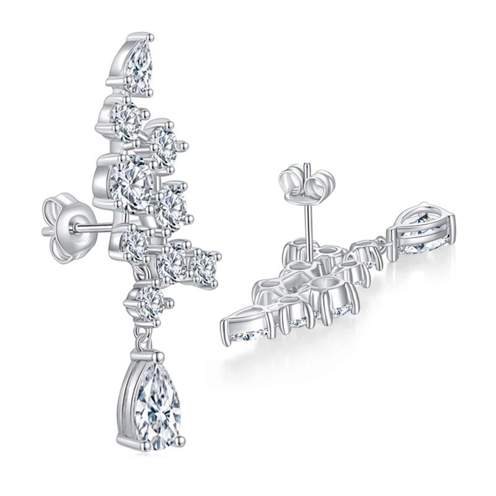 KnSam Ohrhänger Sterlingsilber, Ohrstecker 925 Silber Elegant mit Moissanit 6.1ct 5x8mm Damen Ohrringe Hänger Moissanit