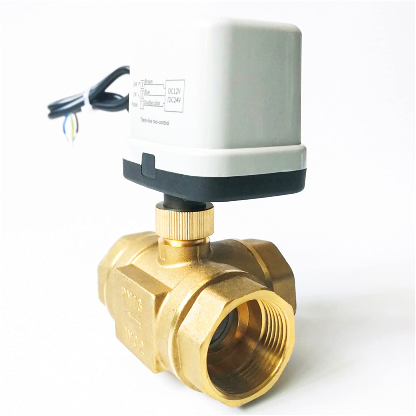Vanne à Bille de Commande électrique DN32, 3 Ports DC12V-24V, 3 Fils, 2 Commandes, utilisée for l'approvisionnement en Eau