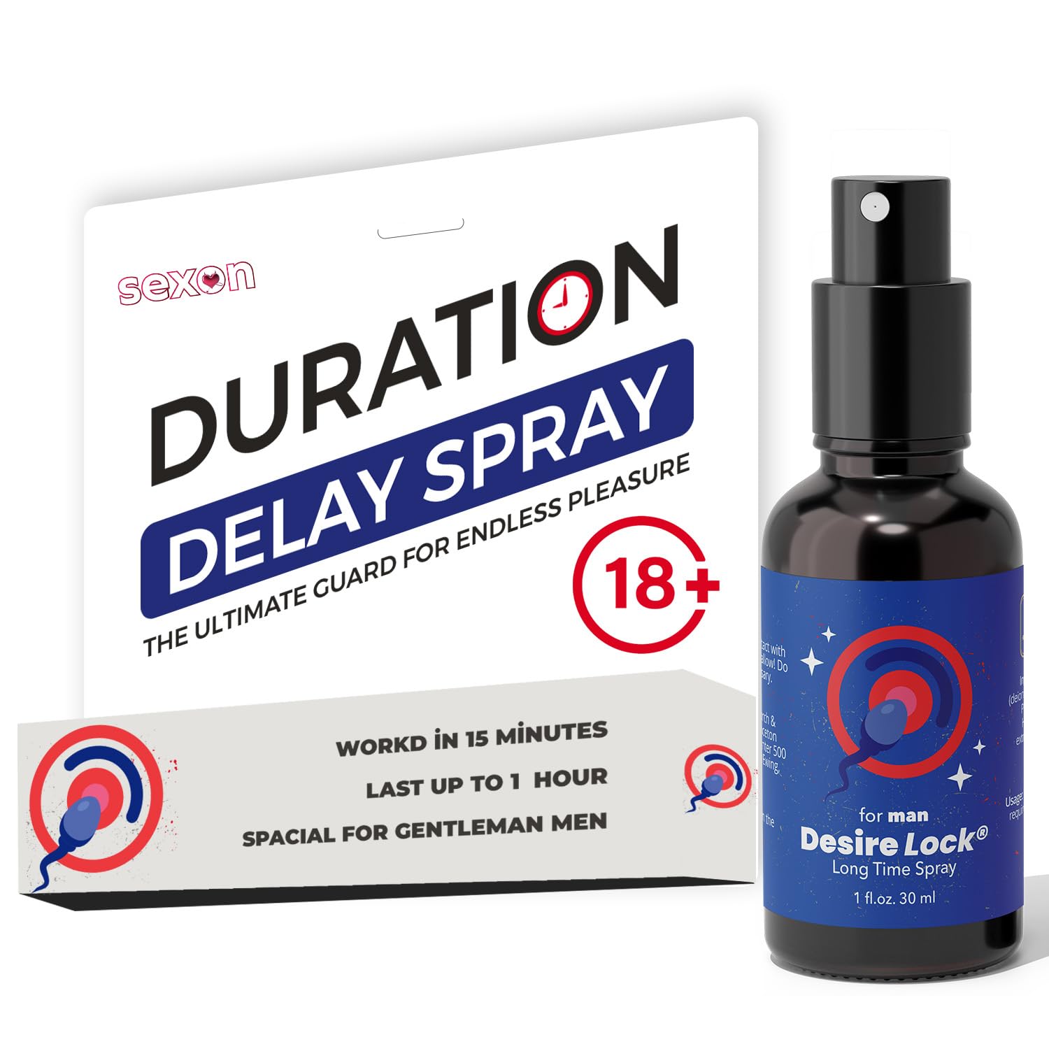 Desire Lock Delay Spray for Men - Doctor Recommended Formula Male Desensitizing Spray - Last Longer in Bed - Premature Climax Controller - 240 Sprays in Delay Sprayer for Long Last Men - 30 ML