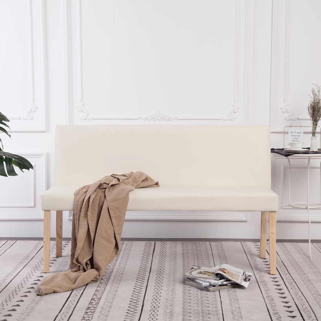 Banco 139,5 cm Piel Crema con Marco de Pino