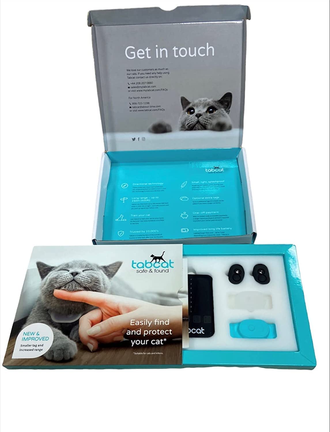 Tabcat Cat Tracker V2 - Dispositivo inalámbrico de seguimiento de collar de mascotas para gatitos, más preciso que el GPS, color negro