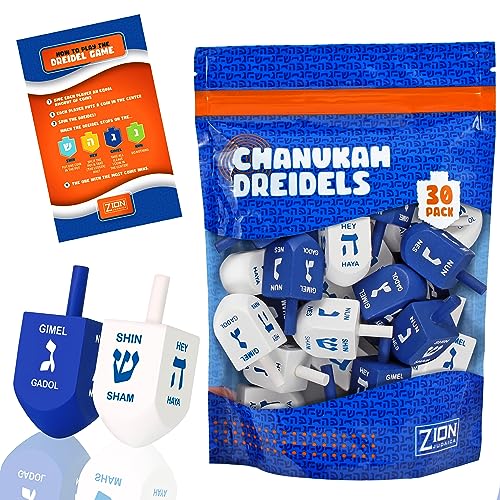 Dreidels en bois lot de 30 toupies Hanoucca bois naturel traduction anglais