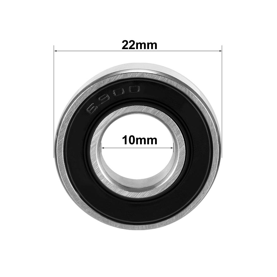 Sourcing Map Rodamientos De Bolas De Ranura Profunda 10 Mm X 22 Mm X 6 Mm Doble Sellado Cubierta Azul De Acero Cromado P6 (ABEC3) 2 Piezas