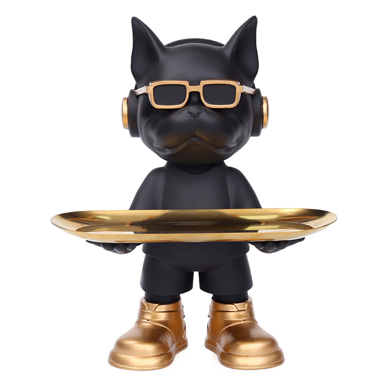 Statua Bulldog Maggiordomo Con Due Vassoi – Decorazione Da Tavolo Per Chiavi, Gioielli O Dolci, Regalo Originale