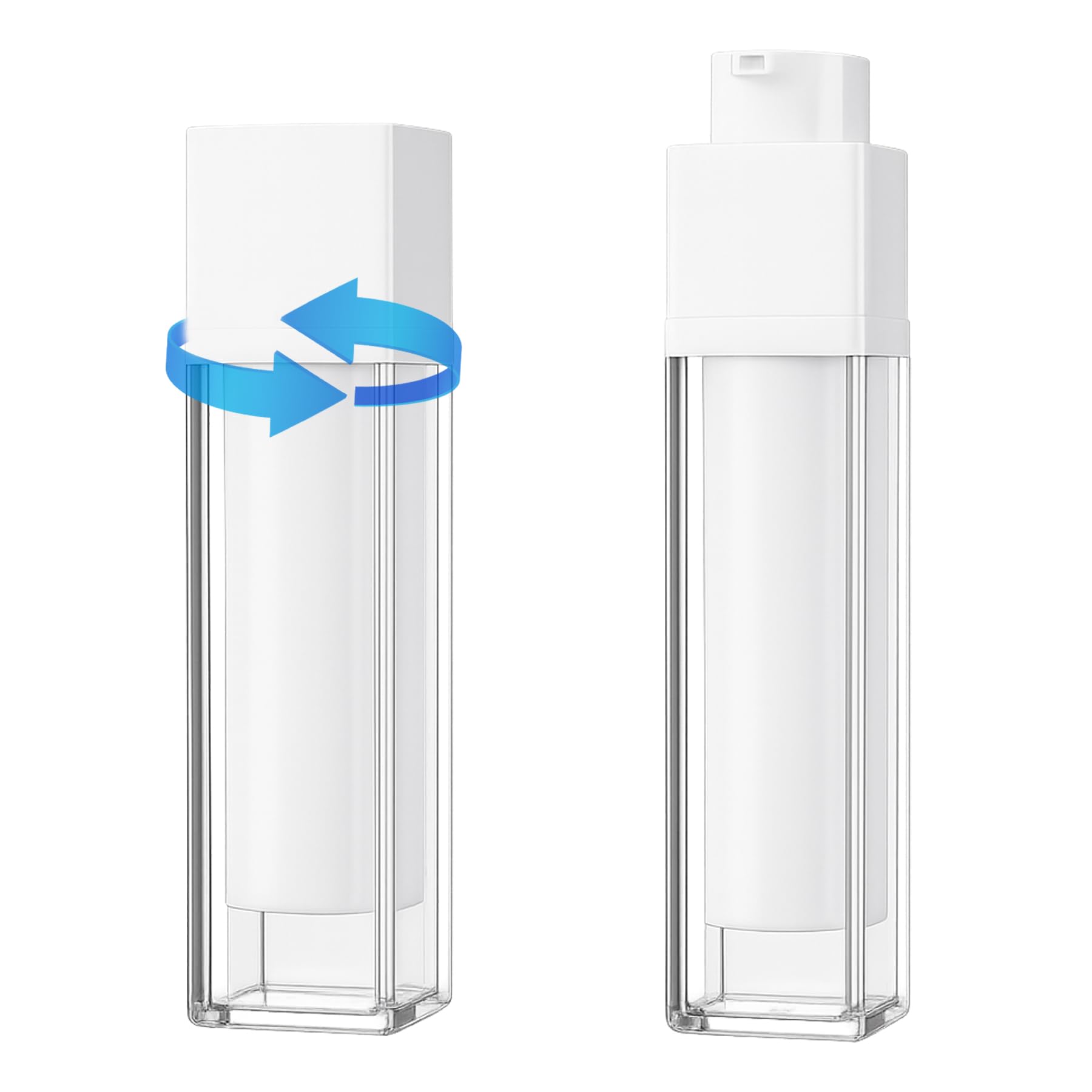 50ml Creme Behälter, Airless Pumpspender Creme Spender, Tragbarer Leere Pumpflasche für Skincare, Reise Spenderflasche, Rotierendes Design, Plastikflaschen Vakuumflasche für Kosmetik, 2 Stück Kosmetik