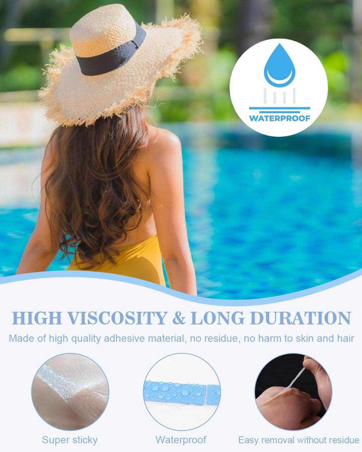 120pcs Cinta Adhesiva para el Cabello, Cinta Adhesiva de Extensión de Pelo, Adhesivo Tape para Extensiones Cabello y Trama Cabello, Invisible Doble Cara Cinta Repuesto Peluca Impermeable