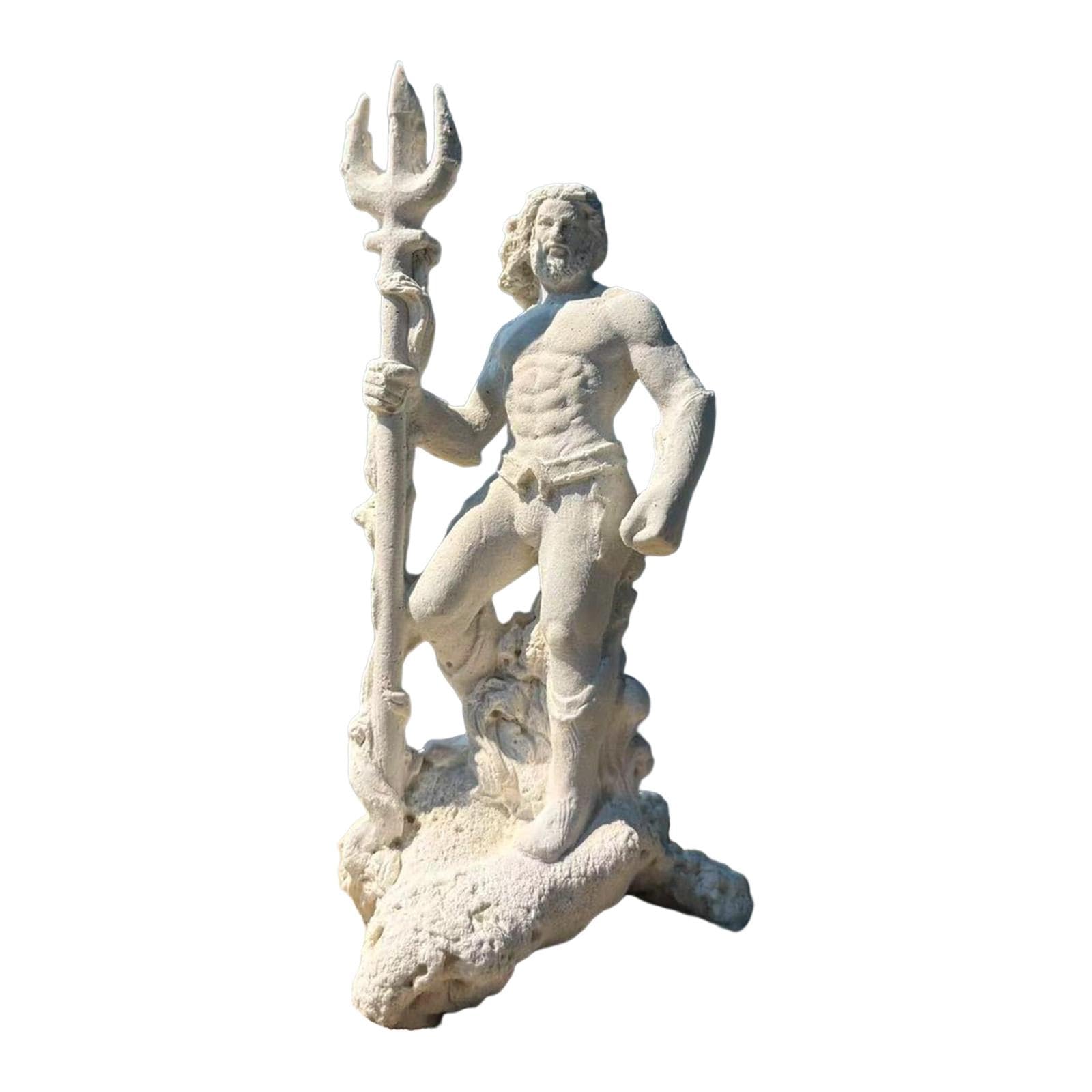 Statua per Acquario Poseidone in Ceramica, Decorazione e Rifugio per Pesci, 20 cm (7.9 pollici)