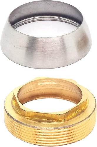 Juego de 2 tuercas para grifo de bañeraducha, latón + acero inoxidable, diámetro 1.57 pulgadas, estilo moderno, fácil de instalar, resistente al