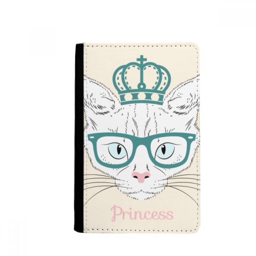 Crown Sunglass White Cat Princess Passport Holder Notecase Burse Wallet Cover Card Purse
