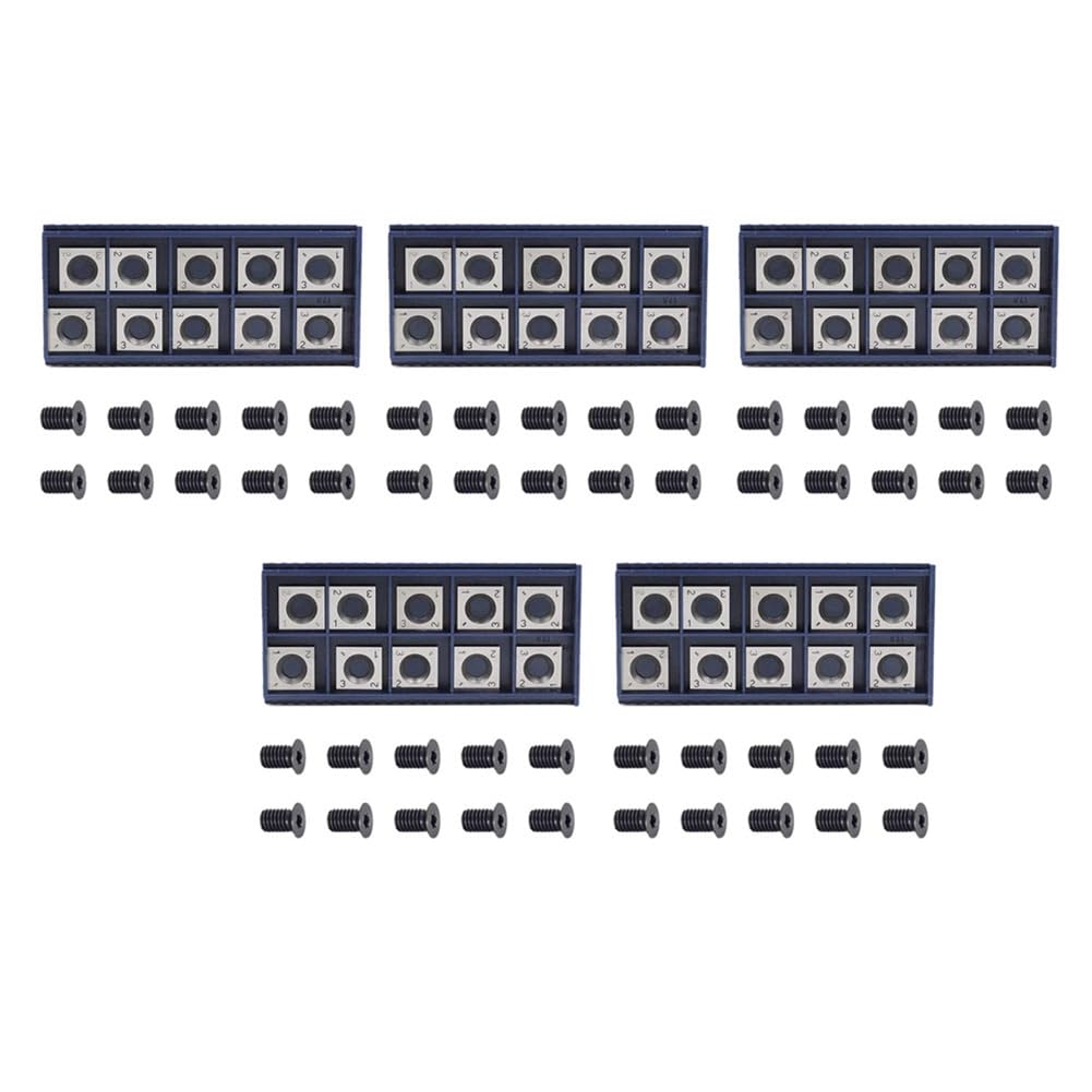 Jnchdghwa Silver 50Pcs 14Mm Square Straight Carbide Cutter Insert With 50Pcs M610mm Screws For Wood Working Spiral