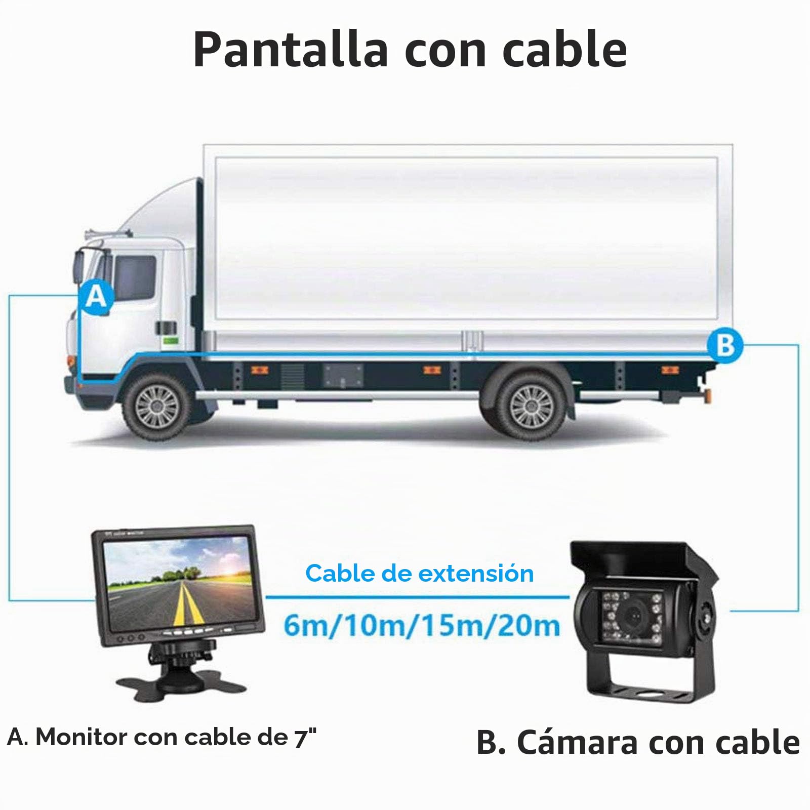 Sistema de cámara Trasera vehicular con Pantalla LCD de 7 Pulgadas