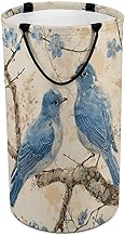 Large Laundry Hamper Bluebird on The Branch Laundry Basket with Handles Freestanding Waterproof Clothes Hamper for Laundry Room Bedroom Bathroom College Dorm 15.7 X 27.2 Inch