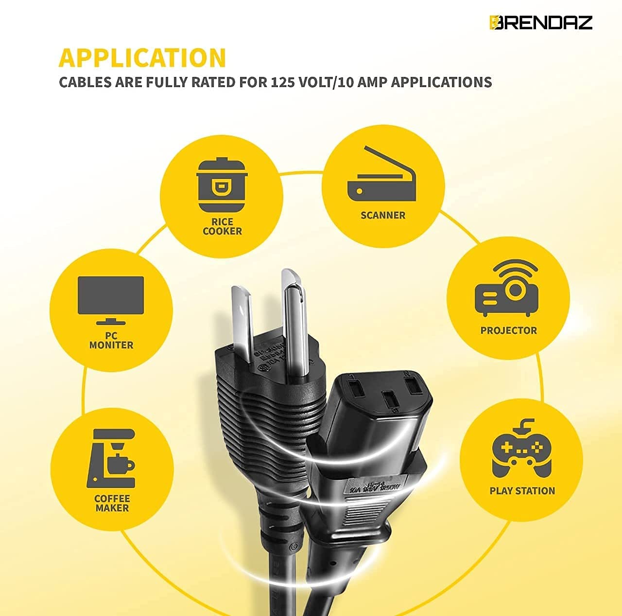 3 Prong Printer Power Cord - 3-Foot Replacement Cable For HP Laserjet Pro M, P Series & Monitors