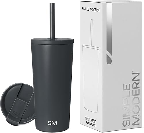 Simple Modern - Vaso con aislamiento, tapa y pajilla, para café helado, botella de agua reutilizable de acero inoxidable, regalo unisex, colección