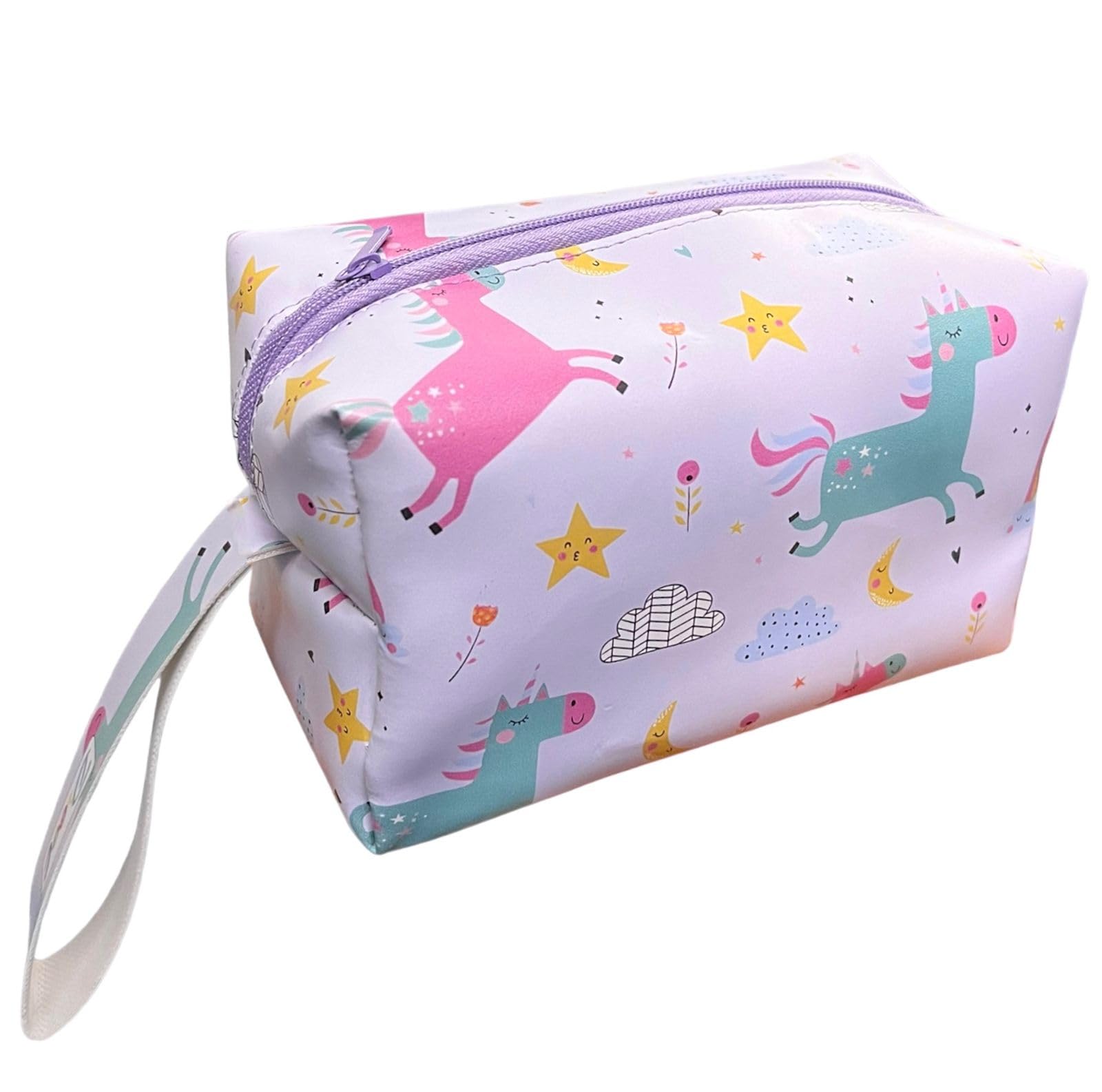Rainbow Cartoon Stationary Cosmetic Pouch Makeup Bag Travel Toiletry Bag Outdoor Waterproof Wash Organizer for Girls Boys Kids Women Lady (Unicorn-A)-image-35