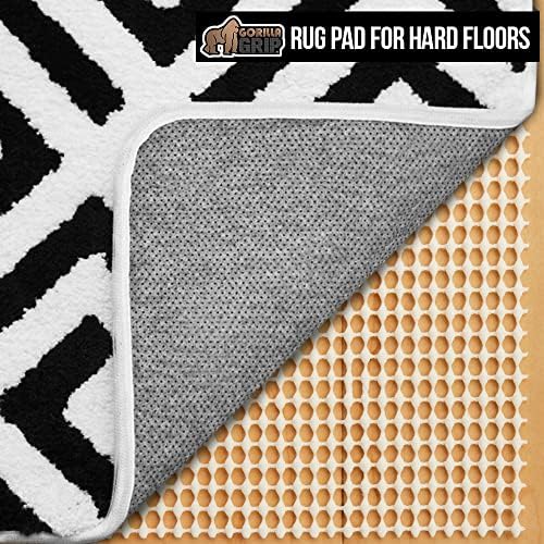 Gorilla Grip Extra Strong Rug Pad Gripper, Grips Keep Area Rugs in Place, Thick, Slip and Skid Resistant Pads for Hard Floors, Under Carpet Mat Cushion and Hardwood Floor Protection, 4x6 FT