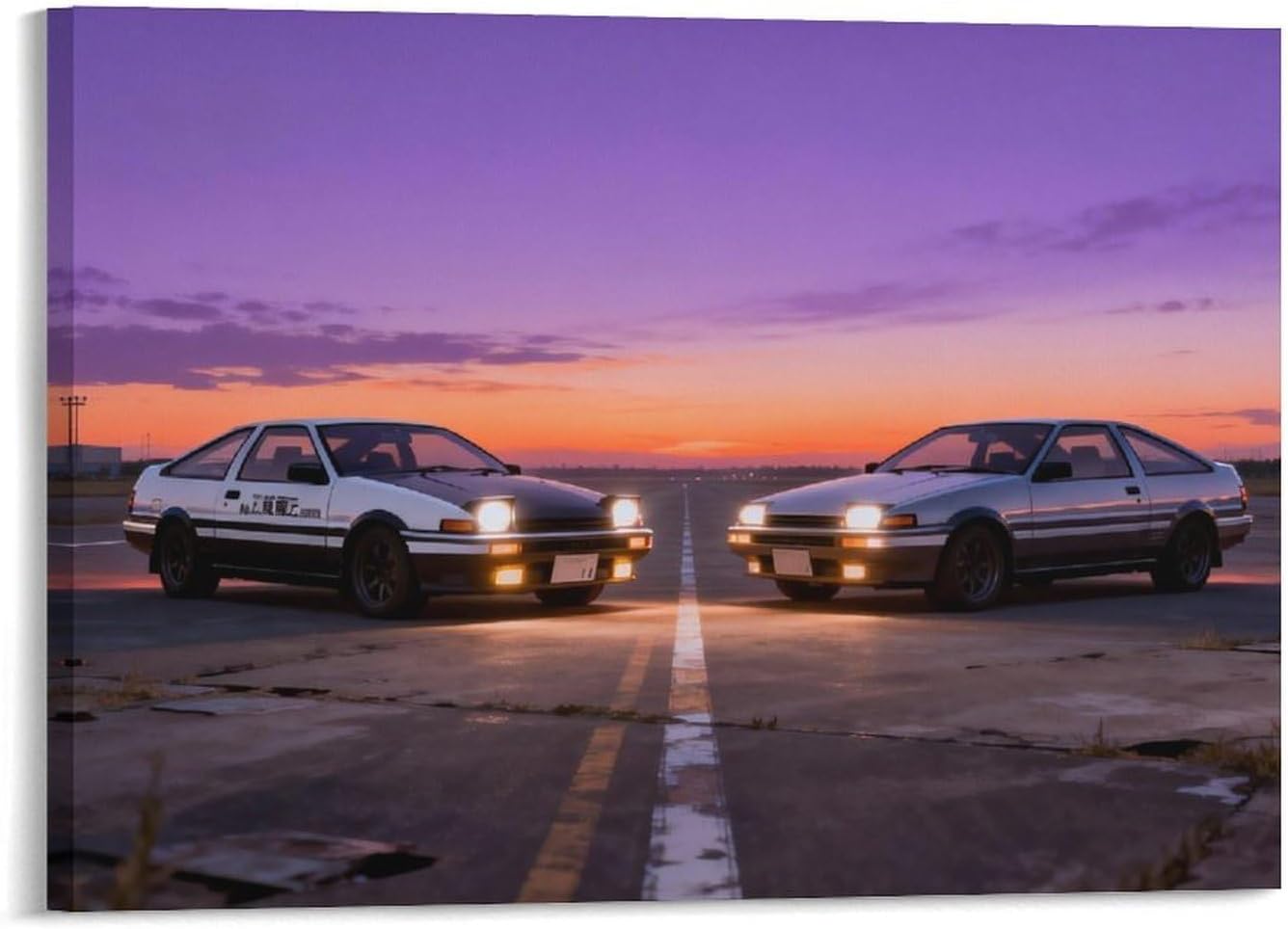 Poster Prints Canvas Decor Wall Art Concept Art Two Ae86s for Home Office Bedroom Decor Frame Living Room And Dining Room 16x12inch(40x30cm)