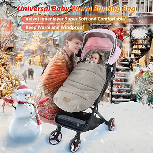 Image of LAT Baby Warm Bunting Bag Universal,Stroller Sleeping Bag Cold Weather,Waterproof Toddler Footmuff(Detachable,Grey)