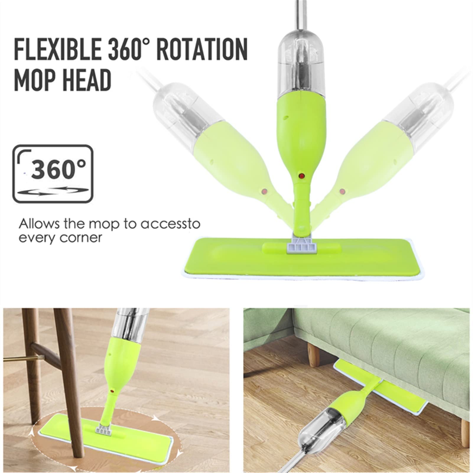 TOMYEUS Fregona con Spray con Tela de Microfibra Reutilizable Evite el Interruptor de Mango Giratorio de Lavado a Mano Squeeze MOP Herramienta de Limpieza (Color : 1 Mop 1 Cloth)
