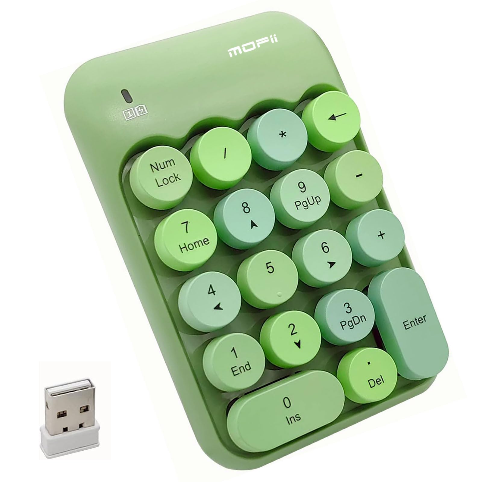 UOEPOWAWireless Number Pad, 18-Key, 2.4 GHz Keyboard Extensions for Laptop, PC, Desktop, Fashion & Fresh Ergonomic Retro Mini Portable Numeric Keypad, Portable for Multi-Device (Without Battery)