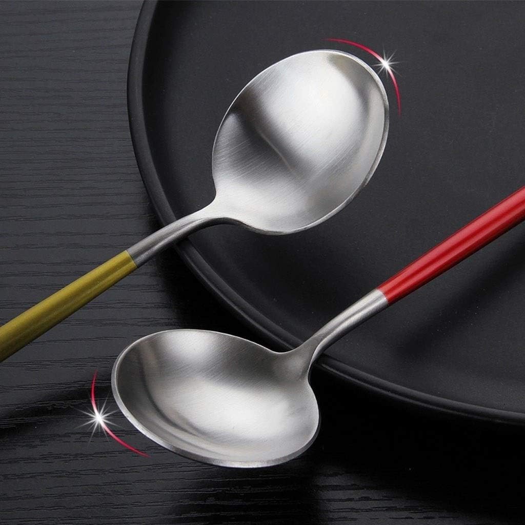 Dinner Spoons Color Long-Handle Spoon, Stainless Steel Spoon, Set of 10, Home Dining Spoon Coffee Spoon Dessert Spoon,One Color-Pink