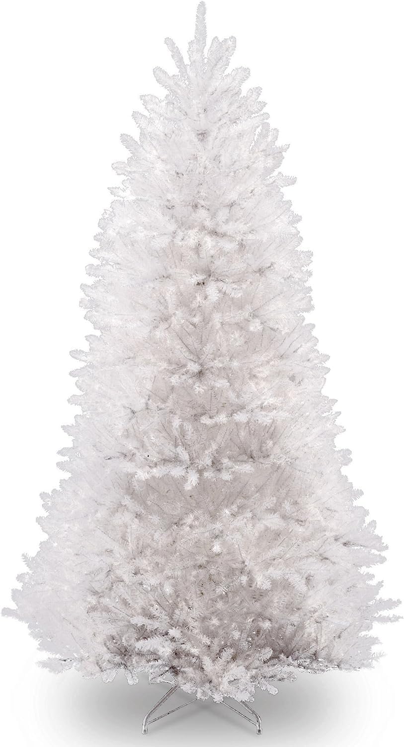 Artificial Full Christmas Tree, White, Dunhill Fir, Includes Stand, 6.5 Feet