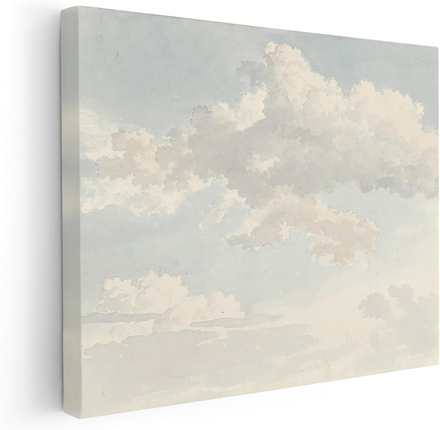 Poster Master Clouds Painting Canvas - Retro White Cloud Print - Fine Art - Minimal Wall Design - Watercolor Sky Art - Chic Boho Nursery or Kid's Room Decor - 8x10 STRETCHED Canvas