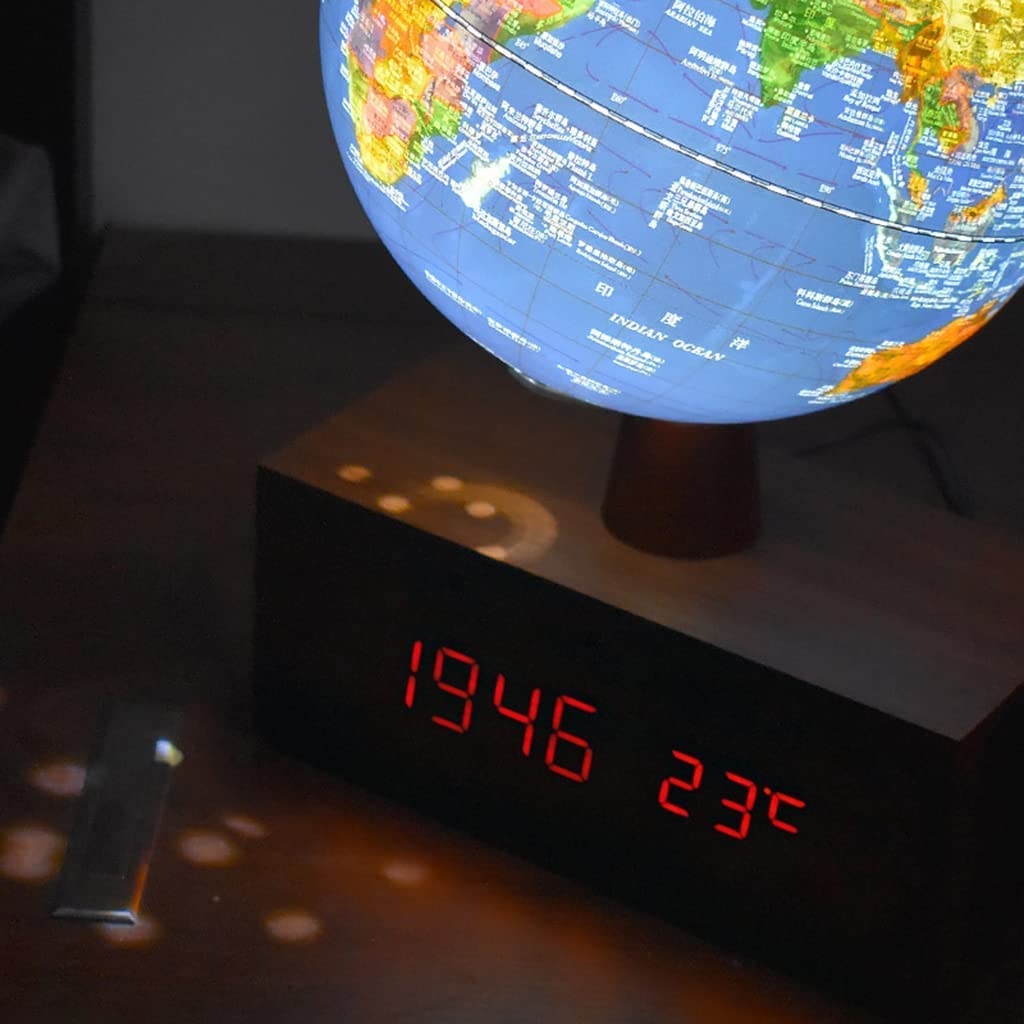 Globo Terráqueo 4 w 1 świecąca kula świata, z Bluetooth, audio, zegar, inteligentna lampa stołowa, 20 cm, światowa kula LED, podwyższona ulga, do sypialni, łatwa do odczytania